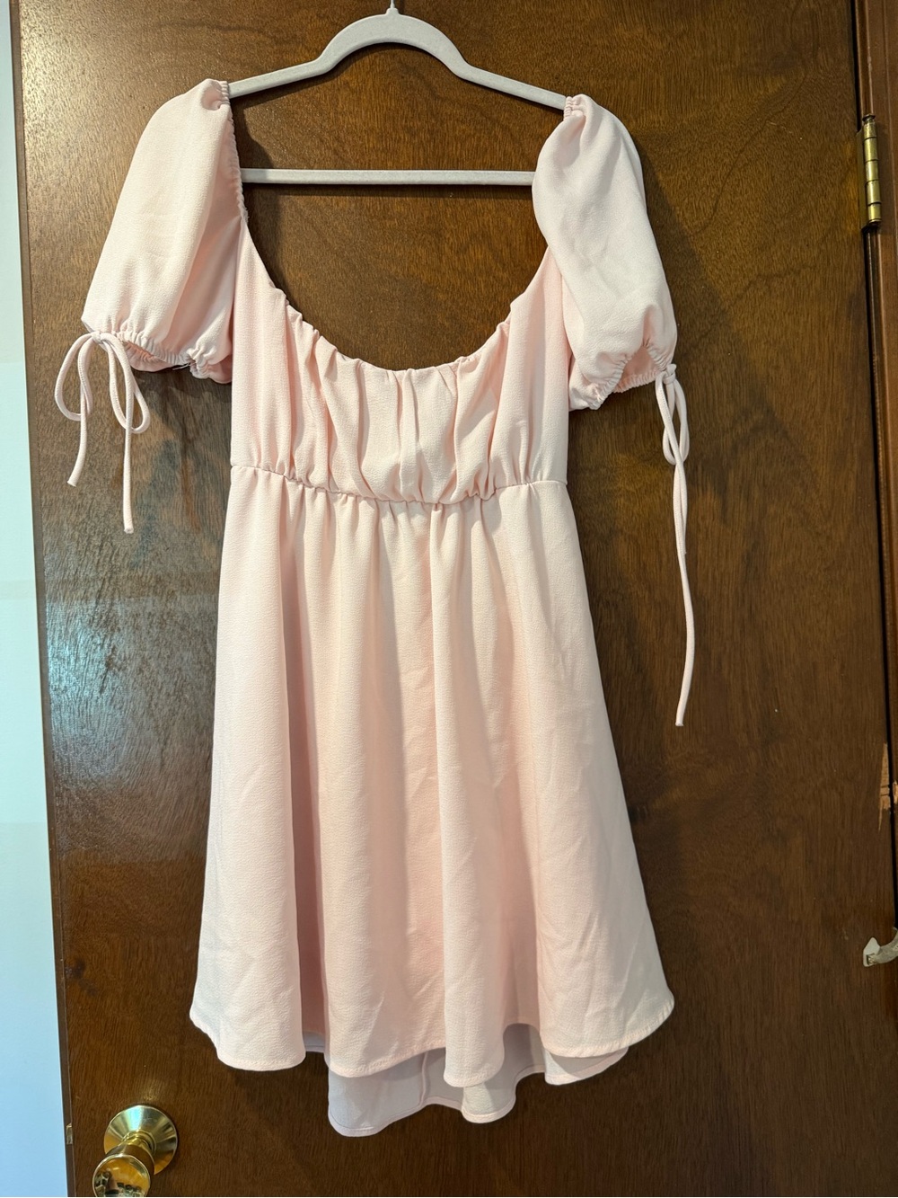 Lucy in the Sky Light Pink Backless Puff Sleeve Mini Dress